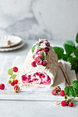 Raspberry meringue roll