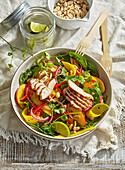 Thai chicken salad with mango and peaches