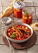 Tomato and pepper stew with sausage