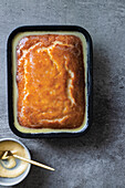 South African pudding with citrus fruits and brandy