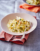 Saffron risotto with mascarpone and pistachios