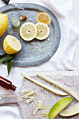 Zitrone, Zitronengras und Limette für Parfümduft