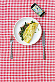Spinach omelet with chard and onions