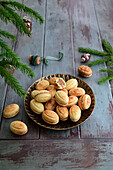 Shortbread biscuit nuts with boiled condensed milk