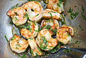 Shrimps in herb oil marinade