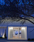 Architect's house, view of the entrance at dusk