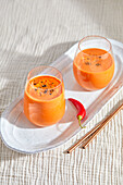 Gazpacho smoothie with carrots and chili
