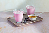 Blackberry shake with nut butter and quark