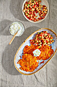 Oriental pumpkin rösti with chickpea salad and skyr