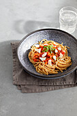 Spaghetti with vegetarian lentil bolognese