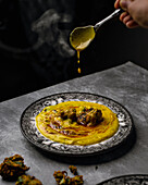 Indian pakoda doughnuts with kadhi