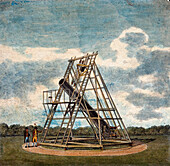 Herschel's 20-foot telescope, 19th century illustration