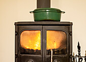 Cooking pot on a wood burning stove