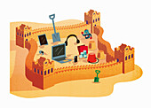 Computer sandbox, conceptual illustration