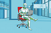 Robot businessman, conceptual illustration