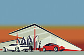 Electric vehicle charging station, illustration