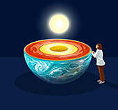 Studying Earthâ??s core, conceptual illustration