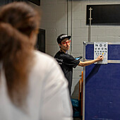 Eye test with Snellen chart