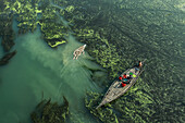 Fishermen, Sirajganj, Bangladesh, aerial photograph