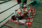 Homeless people sleeping on bridge, Dhaka, Bangladesh