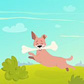 Happy jumping dog, illustration