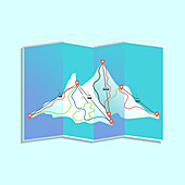 Ski resort map, illustration