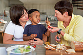 Family eating dinner