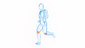 Knee pain while jogging, illustration