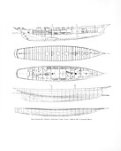 French schooner yacht Velox blueprints, illustration