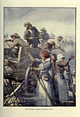Women loading guns, illustration