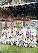 Priests and monks in a Korean monastery
