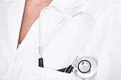 Stethoscope in doctor's pocket