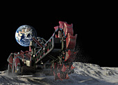 Mining on the moon, illustration