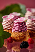 Cream puffs with red berry cream