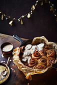 Sticky gingerbread buns with brown butter icing