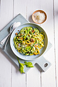 Zoodles with celery and nut pesto