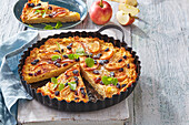 Sweet apple and potato pie with sultanas