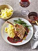 Veal escalope with thyme and red wine sauce