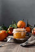 Tangerine jam in jars