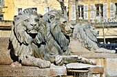 France,Bouches du Rhone,Aix en Provence,the Rotonda square and fountain,La Rotonde fountain