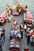 France,Paris,the banks of the Seine,evening on a houseboat