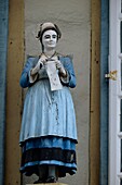 France,Finistere,Quimper,Rue Kereon,half-timbered house,sculpture,character