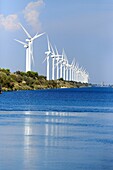 France,Bouches du Rhone,Port Saint Louis du Rhone,Canal navigation Rhone Fos,wind turbines