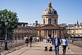 France,Paris,area listed as World Heritage by UNESCO,Seine river banks,the Arts bridge and the Institute of France (French academy)