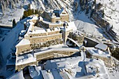 France,Doubs,La Cluse et Mijoux,the fort of Joux (aerial view)