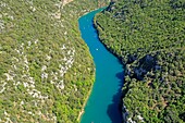 France,Alpes de Haute Provence,Quinson,Regional Natural Park of Verdon,low Gorges du Verdon (aerial view)