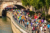France,Paris,area listed as World heritage by UNESCO,Quai de Gesvres,Paris Marathon,14 April 2019