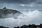 France,Morbihan,St-Pierre-Quiberon,the Wild Coast and the tip of Percho on a stormy day