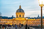 France,Paris,area listed as World Heritage by UNESCO,the Pont des Arts and the Institut de France