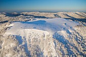 France,Territoire de Belfort,Ballon d'Alsace,summit (1241 m),snow (aerial view)